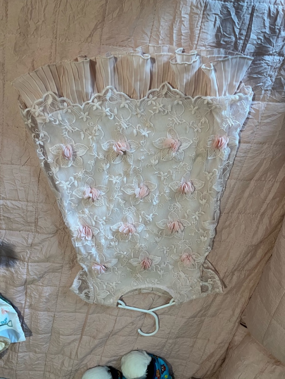 Nanette Lepore Cream and Light Pink Lace Floral Kids Dress